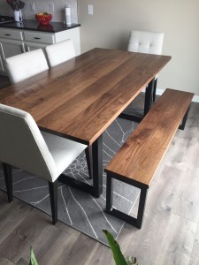walnut dining table and bench (1)             